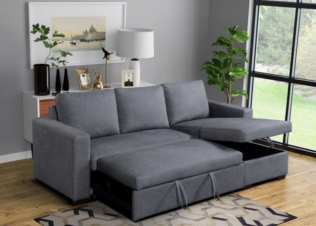 Sử dụng sofa giường sẽ giúp bạn tiết kiệm tối đa diện tích phòng khách. 