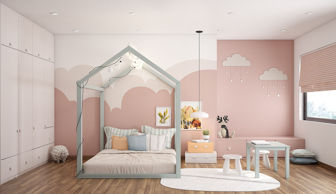 Thiết kế nội thất phòng ngủ trẻ em đảm bảo có ánh sáng tự nhiên vào phòng trẻ. 