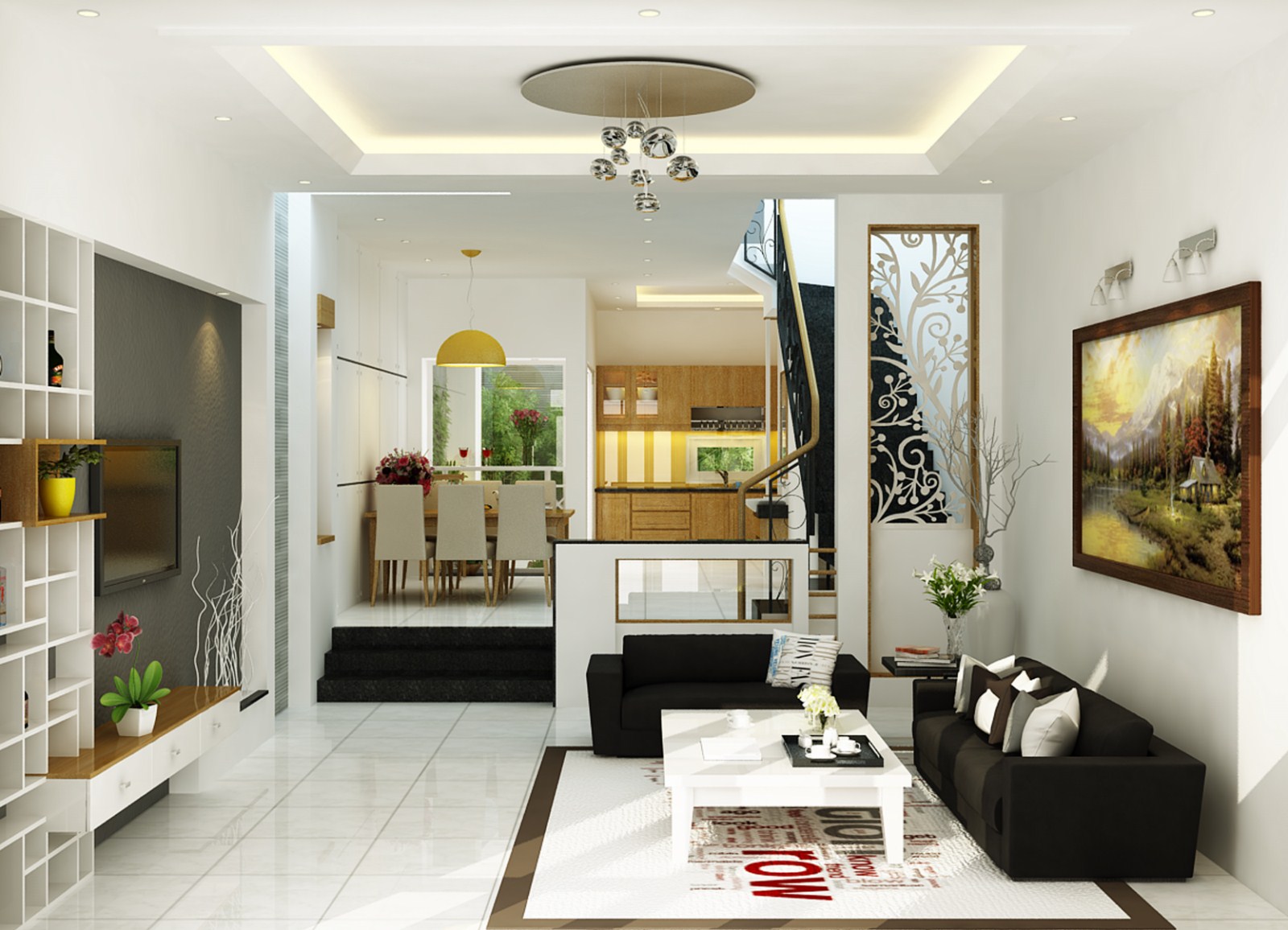 Thiết kế nội thất phòng khách nhỏ kết hợp với phòng bếp là cách  giúp không gian thông thoáng hơn